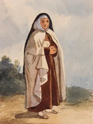 Eine Nonne, mit Ergänzungen von Prinzessin Maria Annunziata di Borbone (1843-1871)